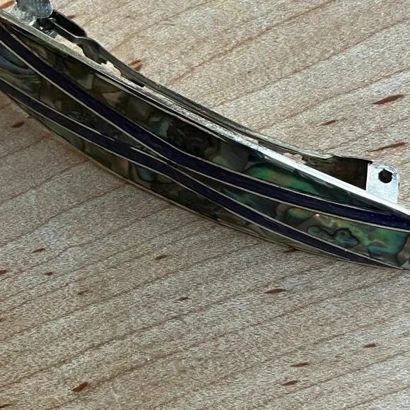 Beautiful Vintage Alpaca Silver Mexico Geometric Hair Barrett - Picture 2 of 7